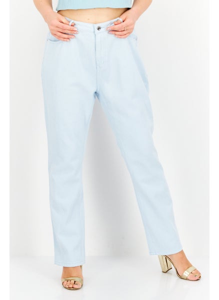 Buy Women Regular Fit Non Stretchable Plain Denim Jeans, Light Blue in UAE