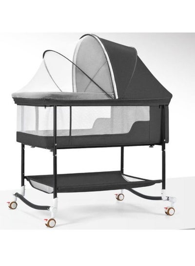 Buy 4-In-1 Multi-Functional Baby Bed Newborn Baby Crib Bed Mobile Portable Sleeping Basket Bed with Mosquito Net - Black in Saudi Arabia
