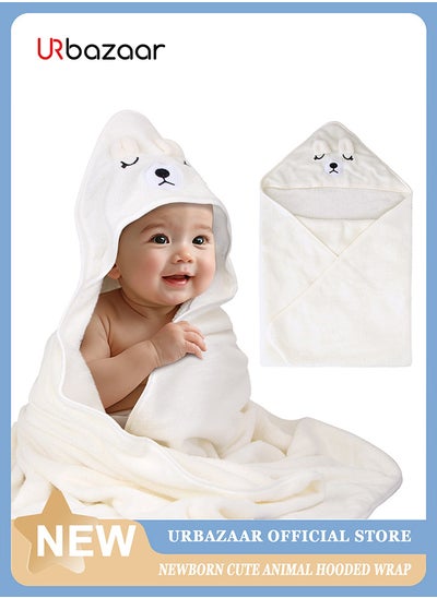 Buy Kids Hooded Bath Towel, Super Soft and Absorbent Natural Microfiber for Baby Girls and Boys (105*105 whtie) in UAE