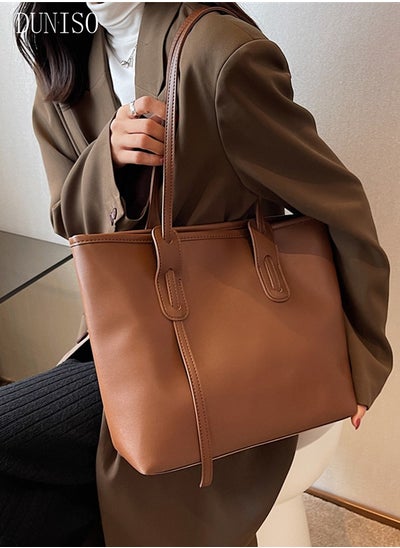 Buy Women's Shoulder Tote Bag Faux Leather Handbag for Women Large Capacity Messenger Fashionable Travel Shoulder Bag for Ladies Girls College Students in Saudi Arabia