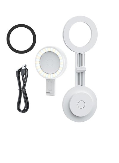 Buy LED Selfie Ring Light, Portable Magnetic Phone Ring Light, Sliding Design Fill Light, Mini Charging Foldable Magnetic Suction Makeup Light, Professional 180° Flip Ring Lighting for Selfies, White in UAE