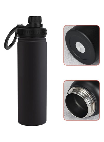 Buy Large Capacity Sports Water Cup Magnetic Cover Stainless Steel Thermos Cup Portable Hand Drinking Straight Space Cup Outdoor Sports Water Bottle Black 750ml in Saudi Arabia