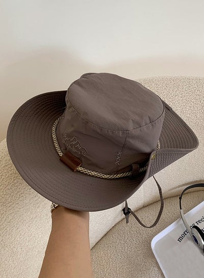 اشتري Women Spring Autumn Wide Brim Sun Protection Fishing Cap Outdoor Camping Adventure Quick Dry Breathable Bucket Hat Cowboy Hat في السعودية