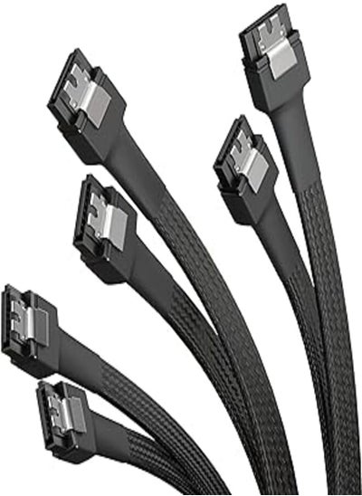 اشتري KabelDirekt 821 0.3m 3x SATA 3 cables 6Gb/s 30cm, straight connector (data cable, 6Gbit/s, III/Serial ATA, L connector, set of cables, connects hard drives/SSDs/hard disks to the motherboard) black في مصر