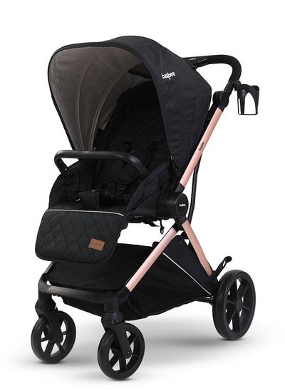 Buy Infant Baby Pram Stroller For Babies Pram For Baby With Aluminium Frame 3 Position Adjustable Canopy Reversible Seat Large Wheels Baby Stroller For Toddlers 0 To 3 Years Boy Girl Rose Gold in UAE