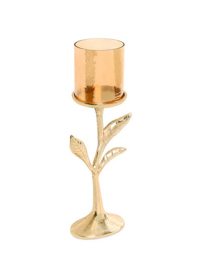 اشتري Zeno Pillar Candle Holder, Gold - 15x40 cm في الامارات