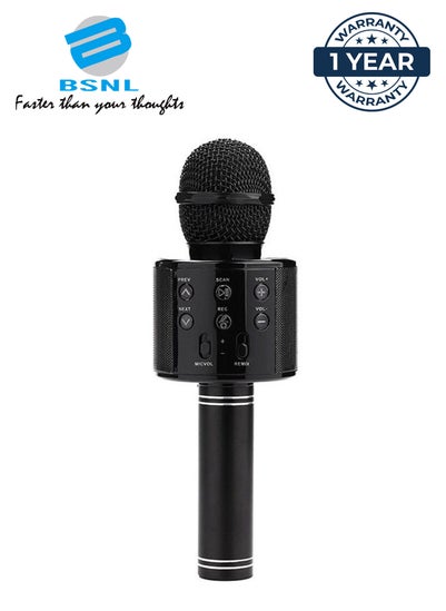 Buy Portable Wireless Handheld Karaoke Microphone With Bluetooth Speaker WS-858 Black in UAE