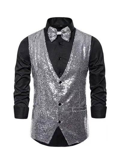 Buy New Men's Fashionable Sequined Suit Vest in Saudi Arabia