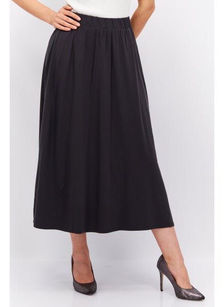 Buy Women Plain Midi Skirts, Black in UAE