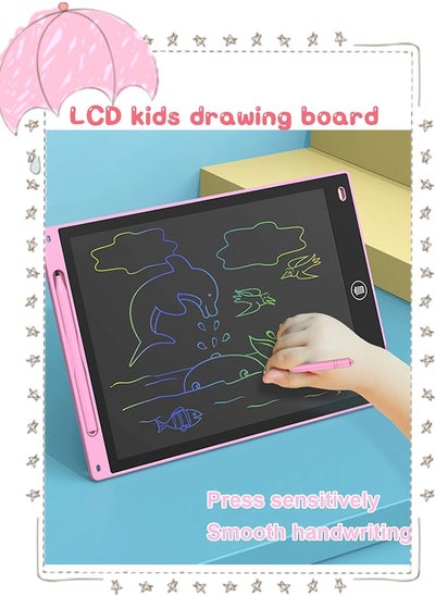 Buy LCD Writing Tablet for Kids, 12 Inch Colorful Doodle Board Drawing Pad, Erasable Electronic Painting Pads, Reusable Writing Pad, with Lock Function Educational Toy Gift for Girls Boys Toddlers (Pink) in Saudi Arabia