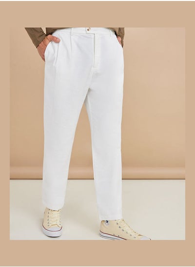 Buy Linen Pleated Slim Fit Summer Pants in Saudi Arabia