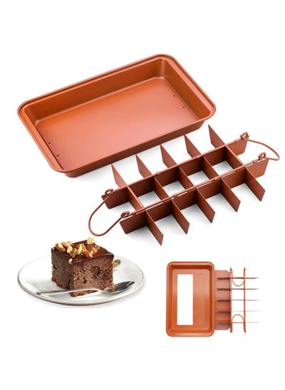 Buy Brownie Baking Tray, Non-Stick Brownie Cake Pan with Dividers and Grips, 18 Pre-slice Brownie Pan for Baking Bread, Cookie, Cake, Chocolate(Orange) in Saudi Arabia