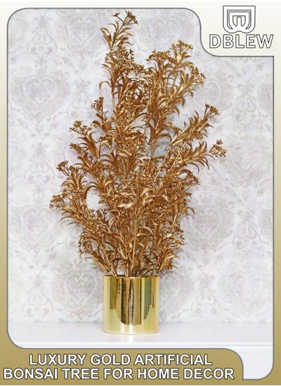 Buy Artificial Plants Home Garden Decor Golden Leaves Branches Fake Flowers Bush Vase For Wedding Bridal Bouquet Party Indoor DIY Office Table Centrepieces Arrangements Decoration in UAE