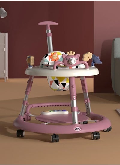 Buy Cartoon Baby Walker With Wheels Baby Walker With Wheels Four Height Adjustable Foldable Baby Walker Multifunctional Sound Anti-rollover Walker Music Early Education Baby Stroller in Saudi Arabia