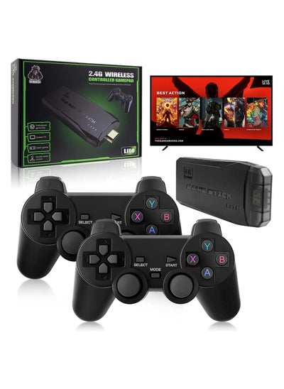 اشتري 4K game console with dual 2.4G wireless controllers, plug-and-play video game stick, built-in 3,500 games, 9 classic emulators, high-definition HDMI output for TV في الامارات