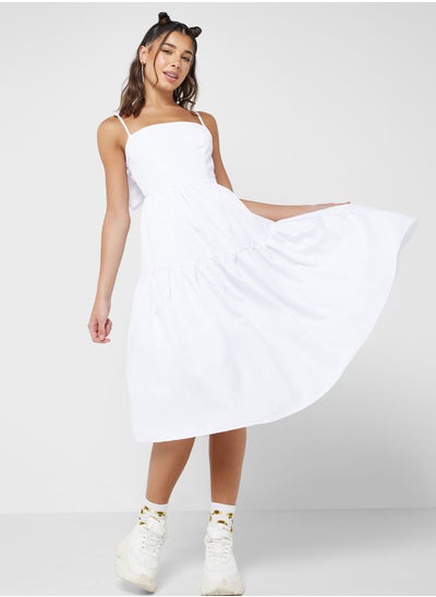 Buy Tiered Midi Dress With Back Bow Detail in UAE