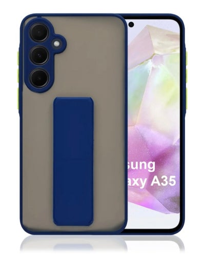 Buy Case Cover For Samsung Galaxy A35 - With Raised Edges To Protect The Camera - With Magnetic Hand Grip 3 in 1 Blue in Saudi Arabia