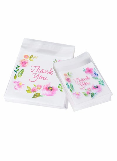 اشتري 200 Pcs Baking Self-Adhesive Bags, Clear Self-Adhesive Cookie Bags, Thank You Thickening Clear Adhesive Bags,Plastic Bakery Bag/Jewelry Bags/Gift Bags/Food Bags/DIY Cookie Candy Chocolate Bags في الامارات