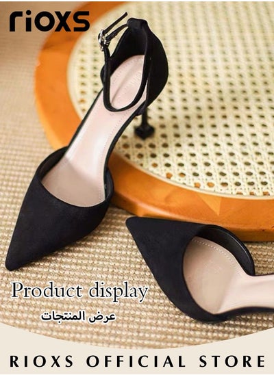 اشتري Women's Closed Pointed Toe Slip On Backless Sandals Pump Stiletto Slides Shoes for Wedding Party or Dating في السعودية