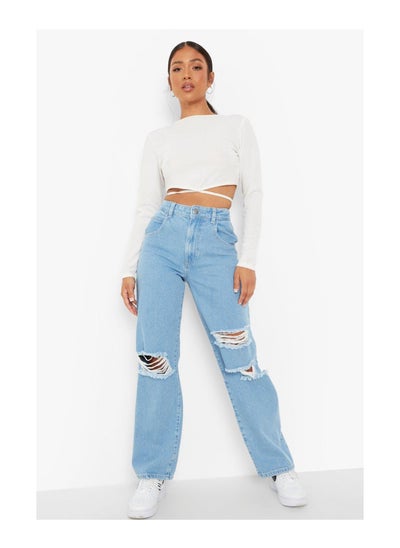 اشتري Petite Acid Wash Busted Boyfriend Jeans في السعودية