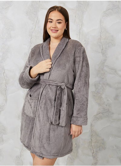 اشتري Smooth Fleece Shawl Collar Pocket Robe في السعودية