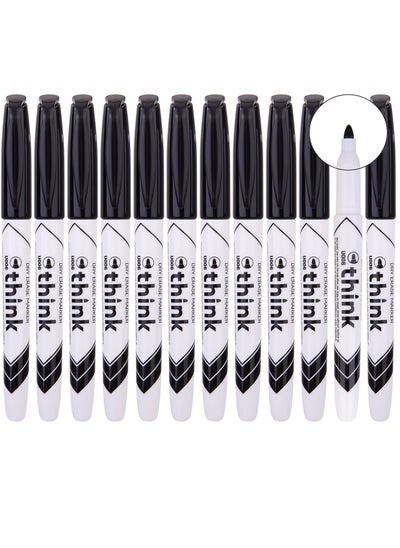 Buy 12-Piece Slim White Board Marker Bullet Tip Black Ink in UAE