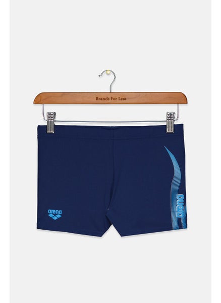 اشتري Men Drawstring Brand Logo Swim Trunks, Navy and Blue في السعودية