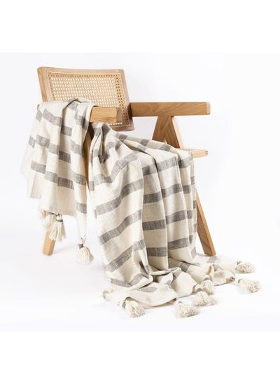 Buy Coast Throw, Grey & Off-White - 130X150 Cm in UAE