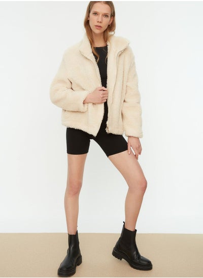 Buy Faux Fur Full Zip Coat in UAE