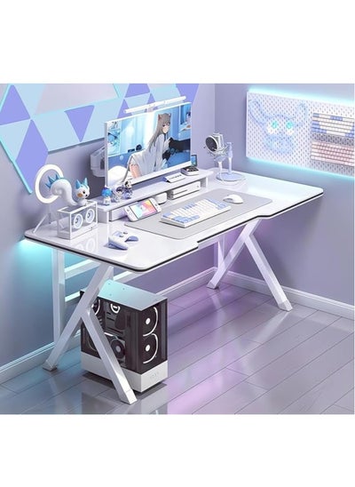 Buy Ergonomic Large Gaming Desk, Computer Desk, K-Shaped Gaming Table, PC Gaming Workstation Home Office Desks, Space-saving, Easy to Assemble (1, WHITE, 140x60x75cm) in Saudi Arabia