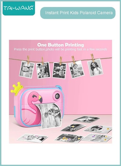 Buy Instant Print Kids Polaroid Camera Mini Learning Toy Girls Zero Ink Print Photo Selfie Video Digital Camera with Paper Film 3-12 Years Old Children in UAE