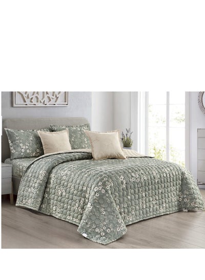 Buy Floral compressed double quilt set, 6 pieces, in Saudi Arabia