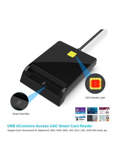 Buy USB Smart Card Reader for ID, Bank, SIM, Chip, IC, and CAC Cards - Plug & Play Compatible with Windows, Linux, and Mac OS 10.5+ in Saudi Arabia