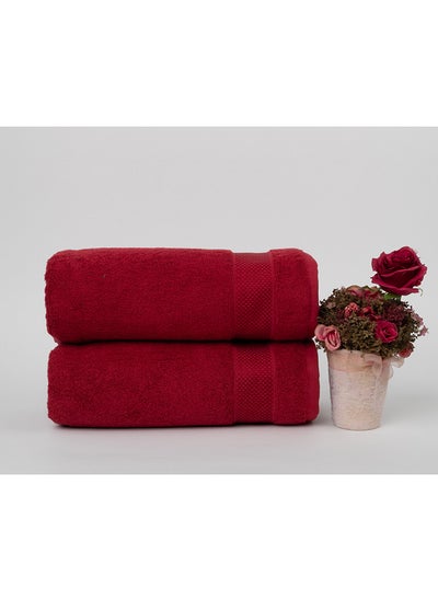 Buy Towel LUXURY - 600 GSM - 100% Cotton Terry -2 Bath  70x140 cm-Premium Touch-Quick Dry - Super Absorbent-Red in Saudi Arabia