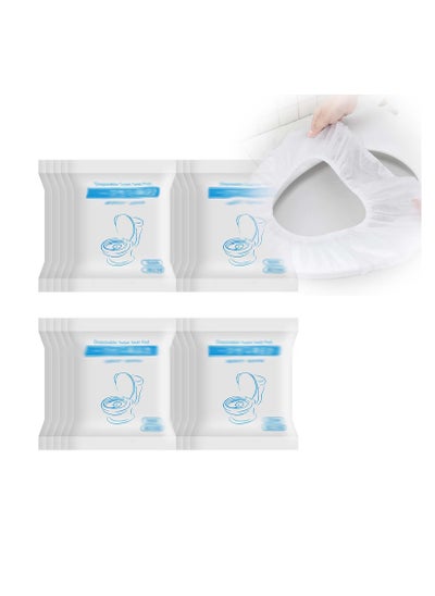 اشتري 20 Pcs Toilet Seat Covers Disposable Antibacterial Waterproof Portable Potty Seat Cover Elastic Band Universal Fit Toilet Mat for Travel Hospital Public Toilet Hotel Individually Wrapped في الامارات