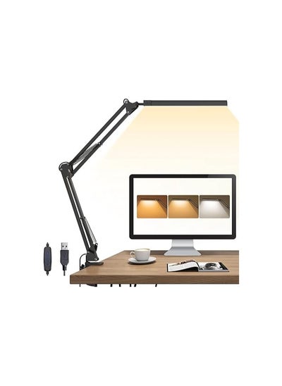 Buy Babazam LED Desk Lamp With Clamp, 3 Lighting 10 Brightness Eye-Caring Modes, 360 Degree Spin12W, Black in UAE