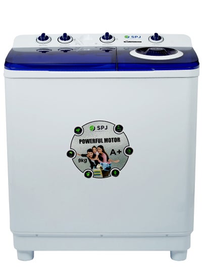 Buy SPJ 9KG Semi Automatic Washing Machine, Top Load Semi Automatic Washing Machine, Washing Machine Automatic, Washer & Dryer and Transparent LID, Energy Saving - WHITE, TLWTU-10SAM in UAE