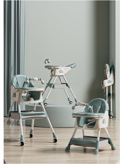 Buy Adjustable Multifunctional Portable Foldable Dining Highchair With Removable Tray-Green in Saudi Arabia