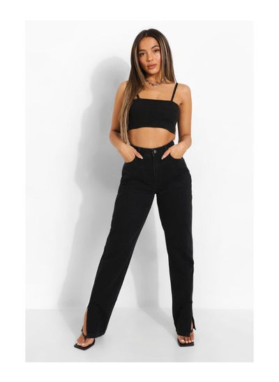 Buy Petite Basic High Waist Split Hem Jeans in Saudi Arabia