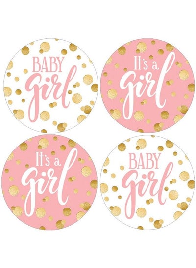 اشتري Pink And Gold Girl Baby Shower Favor Stickers 1.75 In 40 Labels في السعودية