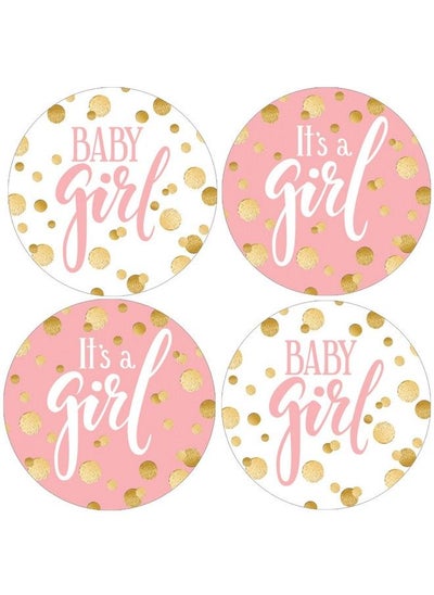 Buy Pink And Gold Girl Baby Shower Favor Stickers 1.75 In 40 Labels in Saudi Arabia