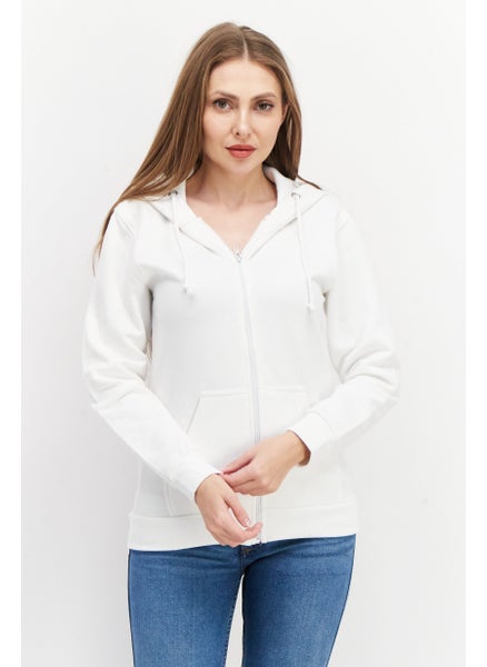 اشتري Women Hooded Long Sleeve Full Zip Sweatshirt, White في الامارات