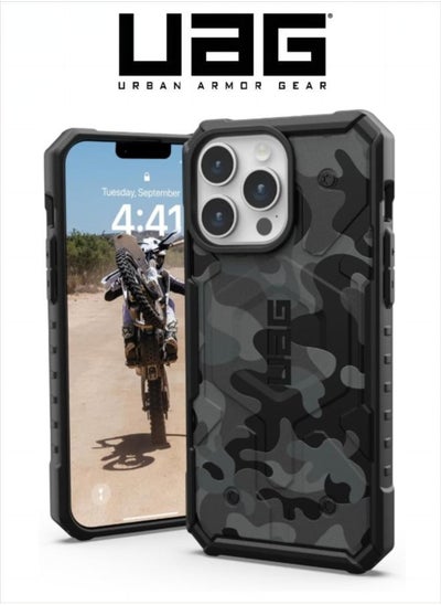 اشتري Apple iPhone 13 Pro Max Case Pathfinder Built-in Magnet Compatible with MagSafe Charging Slim Lightweight Shockproof Dropproof Rugged Protective Cover - Black Midnight Camo في السعودية