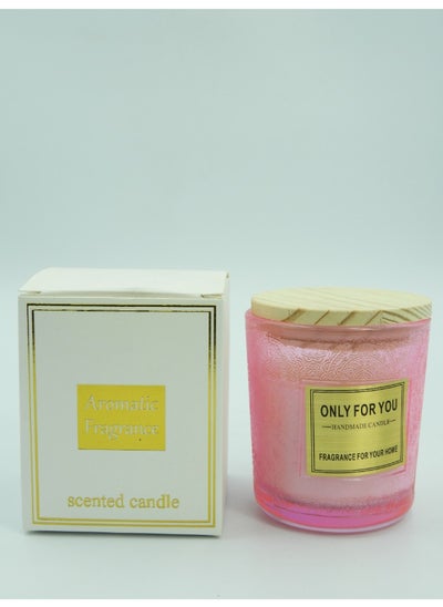 Buy A Scented Jar Candle with Pleasant Odor and Cork Kept for Home Birthday Valentine Anniversary Wedding Pink 8x10x8cm in UAE