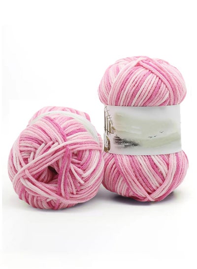 Buy 2-Piece Hand Knitting Wool Pink in UAE