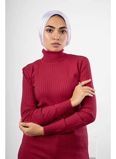 Buy Long Ribbed Pullover | Free Size | Red in Egypt