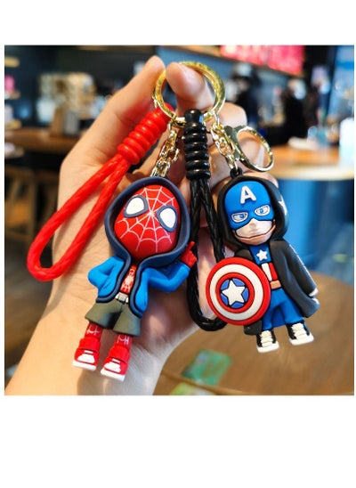 اشتري 2-Piece New PVC Marvel US Captain Spider Man Keychain Avengers Alliance Handmade Doll Pendant في الامارات