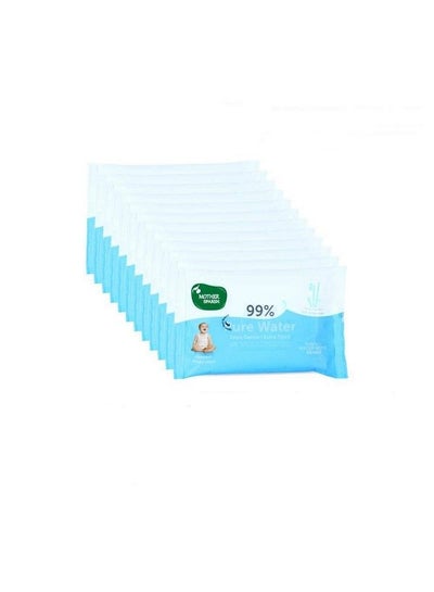 Buy Thick Fabric Baby Water (Unscented) Wipe (Blue 10 Wipes) Pack Of 12 in UAE