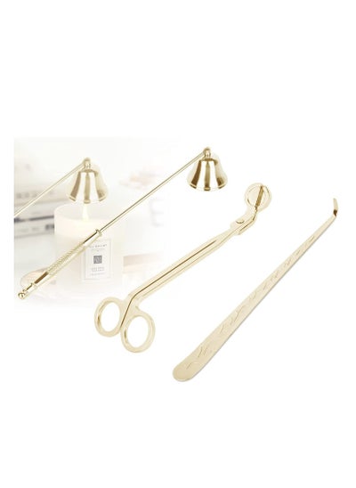 Buy 3PCS Candle Accessory Set with Candle Snuffer Extinguishier Candle Wick Dipper Candle Trimmer Candle Wick Cutter for Candle Lovers （Gold) in UAE