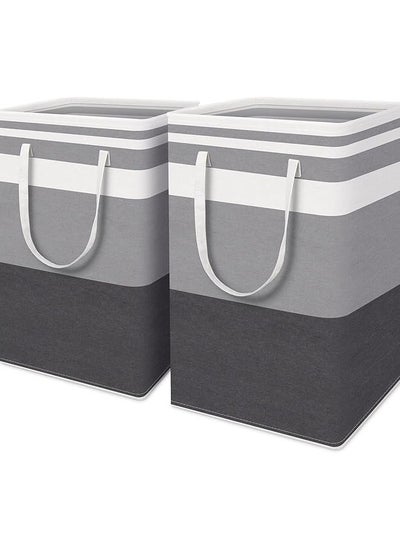 اشتري 2-Pack Large Laundry Basket, Waterproof, Freestanding Laundry Hamper, Collapsible Tall Clothes Hamper with Extended Handles for Clothes Toys in the Dorm and Family-(Grey, 75L) في السعودية